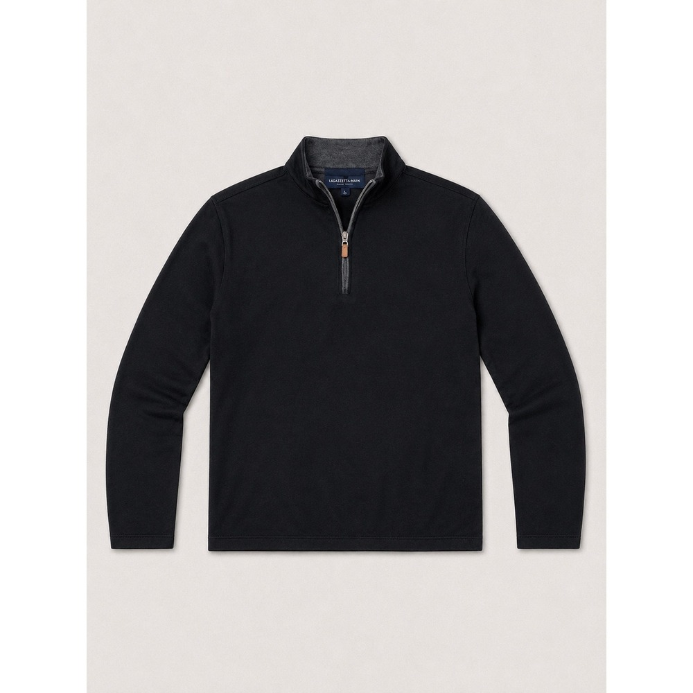 Mizzen+Main Mens Performance Quarter Zip Pullover Black Size Medium Mock Neck